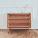 Commode en bois et rotin vintage rénovée, années 60