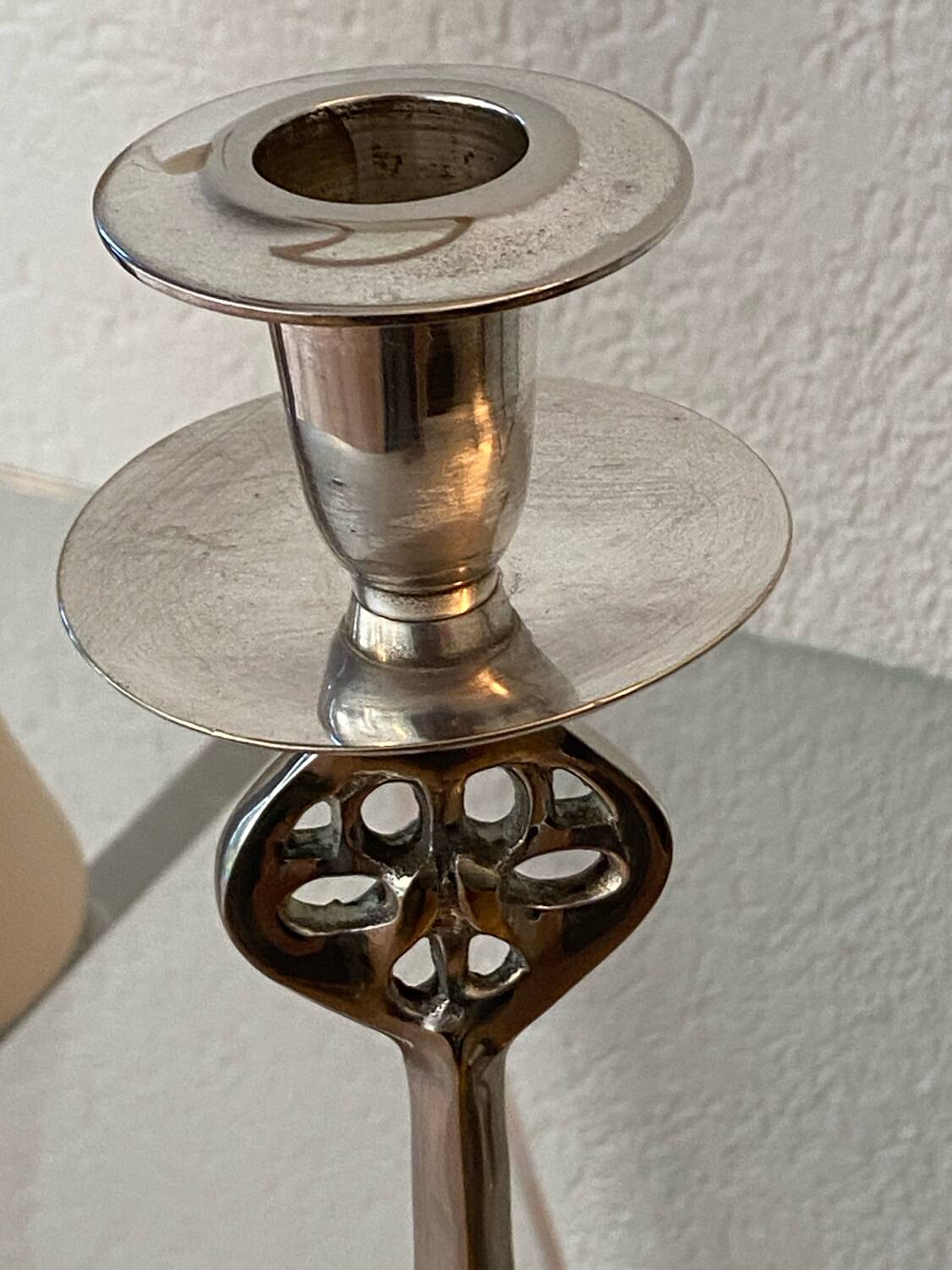 Pair of Art Nouveau style silver-plated metal candlesticks