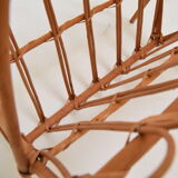 Vintage rattan and bamboo magazine holder,czechoslovakia,1970's.