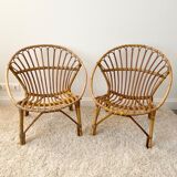 Vintage rattan shell armchair