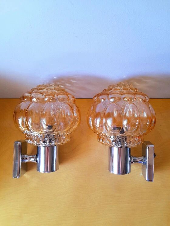 Pair of Helena Tynell bubble wall lights from the 70s