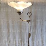 Articulated table lamp in brass and opaline - mid 20th century.