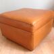 Ottoman on wheels vintage 70s caramel leather