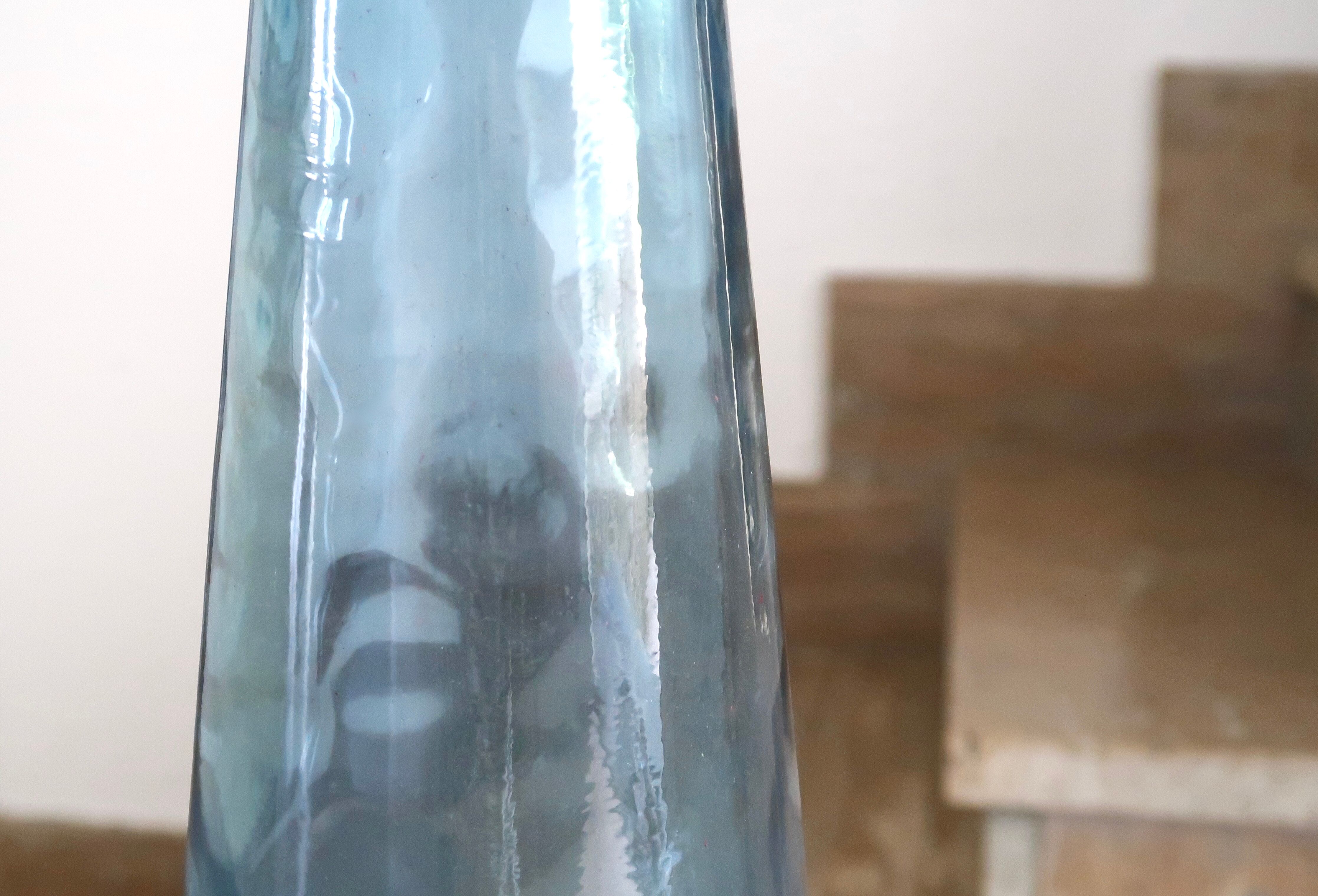 Blue glass bottle, 60s