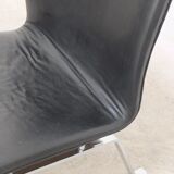 Unique black leather & steel modernist lounge chair, 1960s
