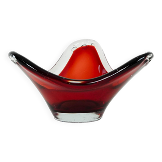 Ruby platter, Murano glass, Italian design, 1960s, made in Italy