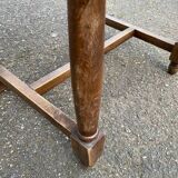 4 Henri II chairs in solid wood and yellow-beige velvet.