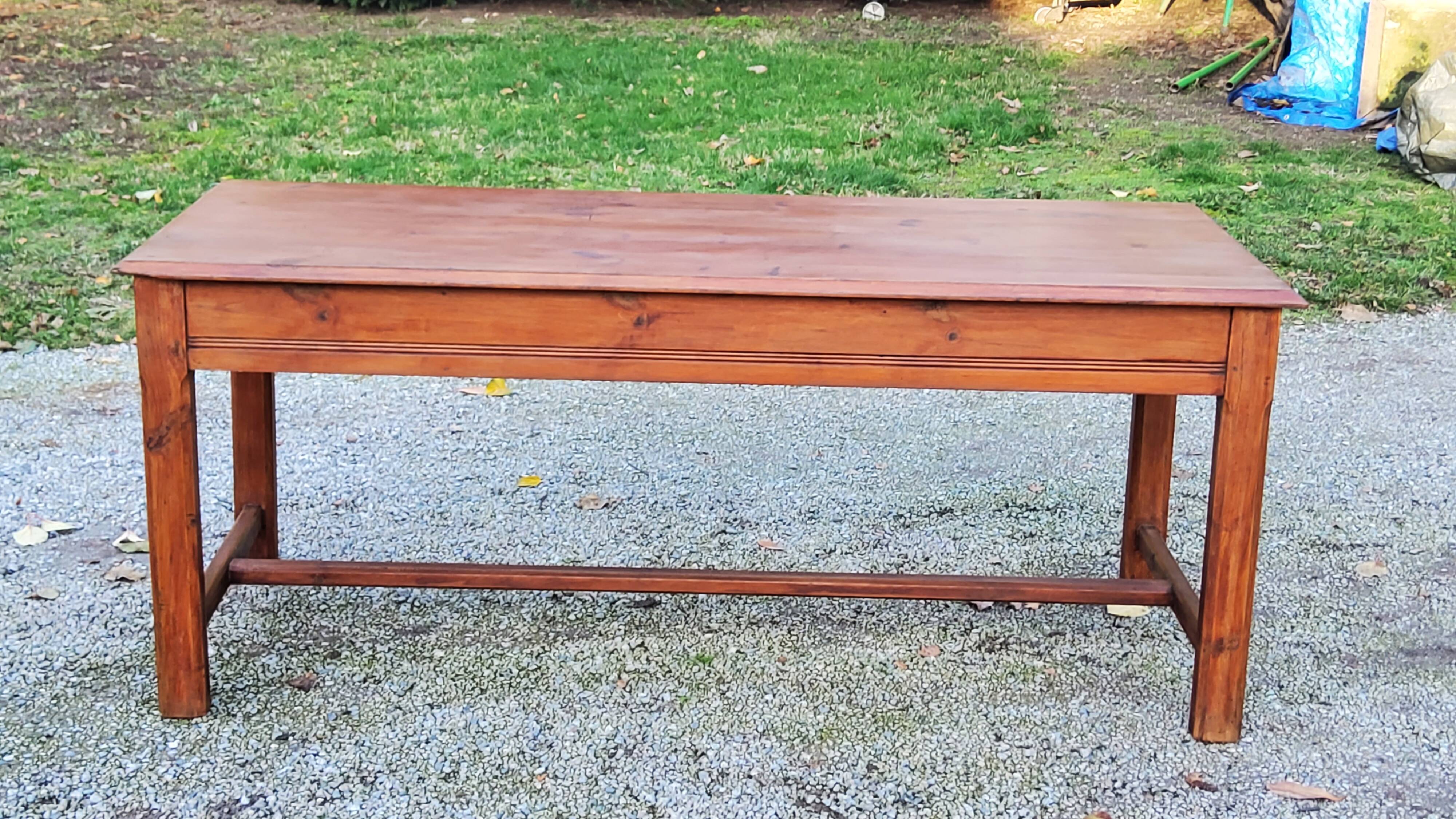 Farm table early 20th century 3 spacer drawers 180cm