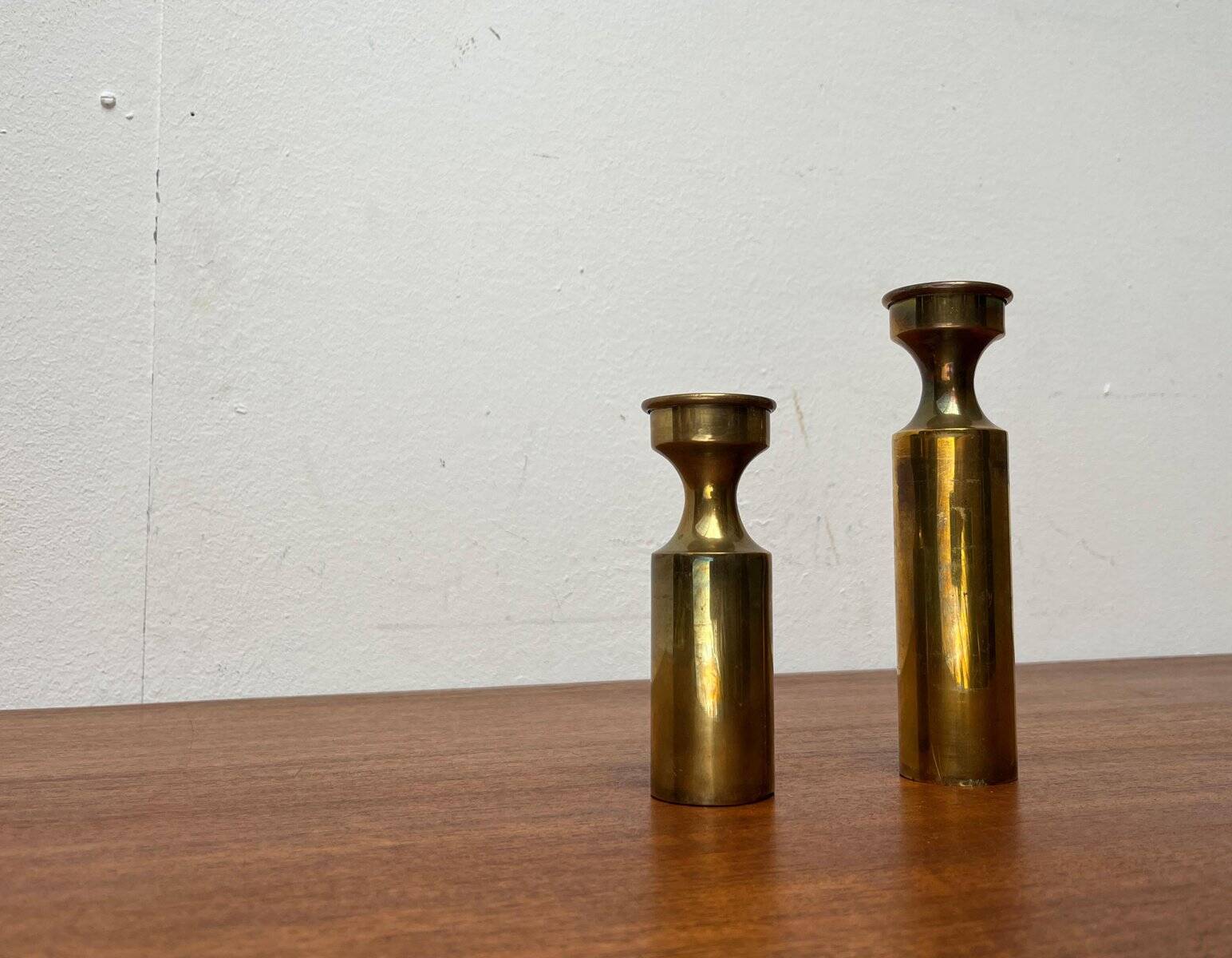 Danish brass candle holders from the mid-century by Boyes Metalkunst, 1960s, set of 2.
