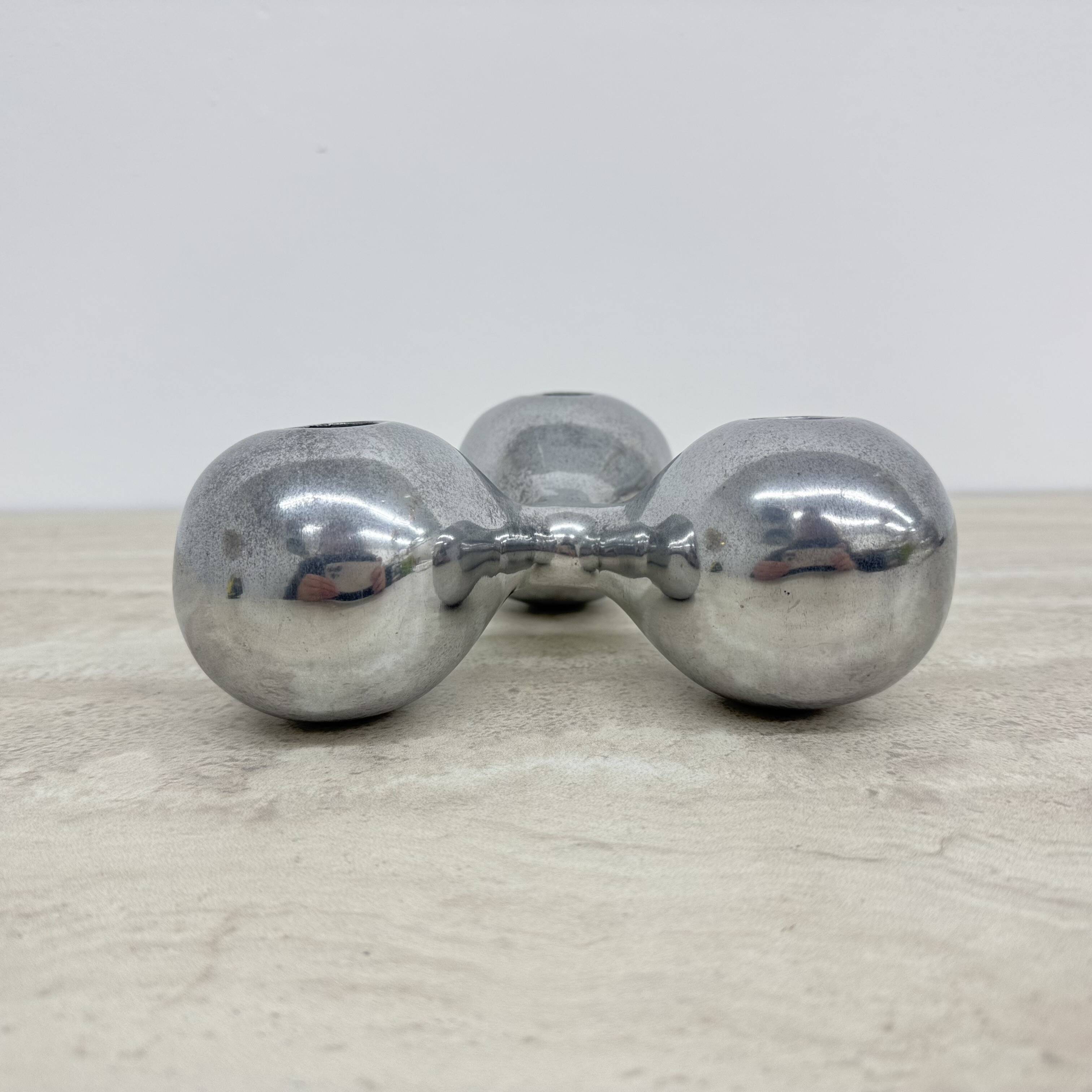 Mid-century design atomic aluminium candle stick ball shaped , 1970s