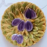 Set of 6 plates barbotine de sarreguemines france fruit decoration