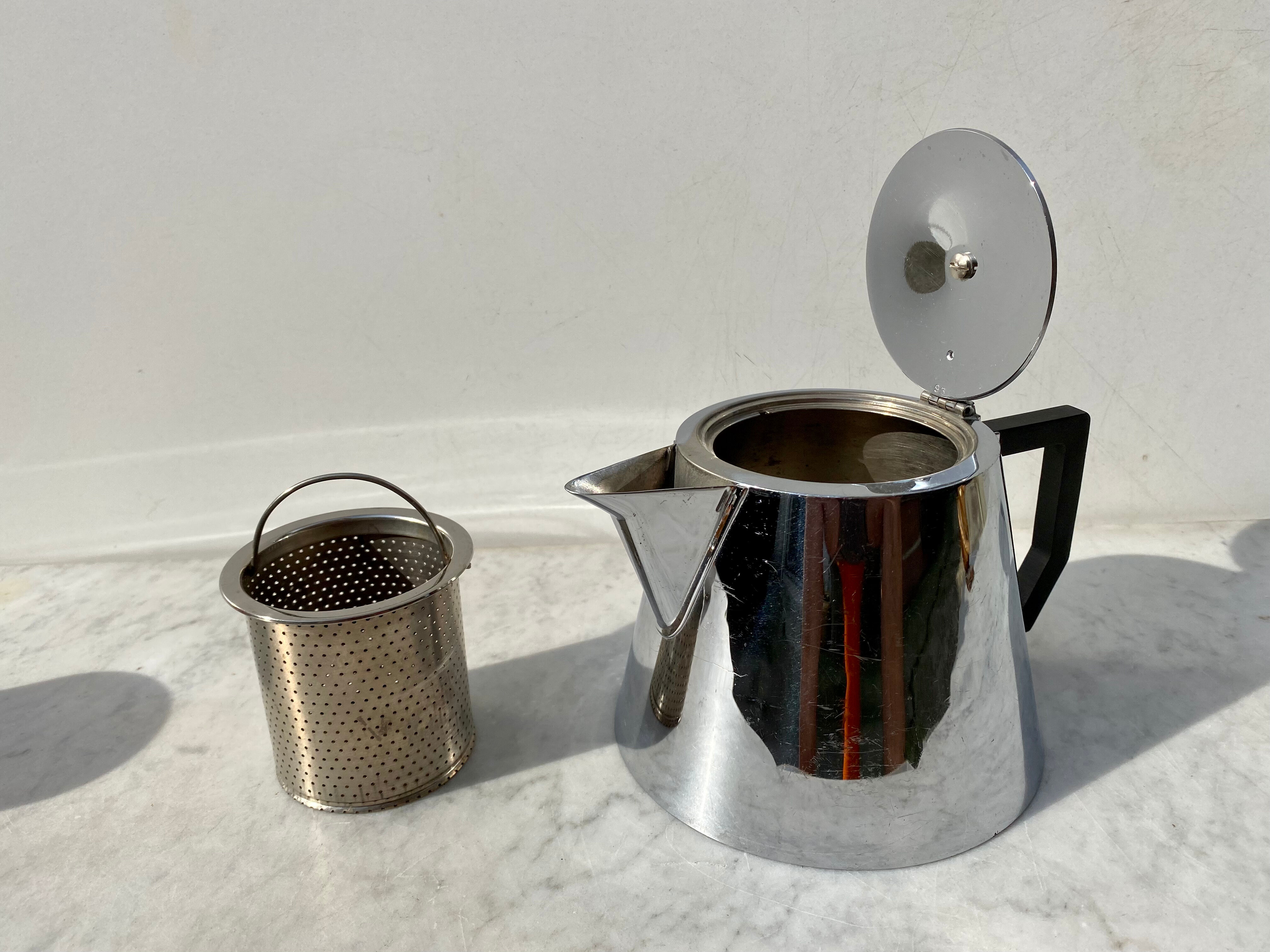Teapot Selecta 1L nickel-plated brass and Bakelite vintage 60s