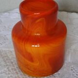 Glass paste vase signed MV