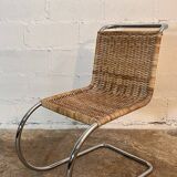 Ensemble de 4 chaises mr10 en rotin de mies van der rohe