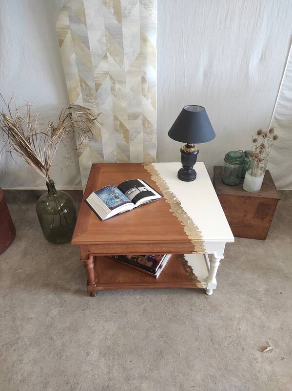 White and gold leaf coffee table