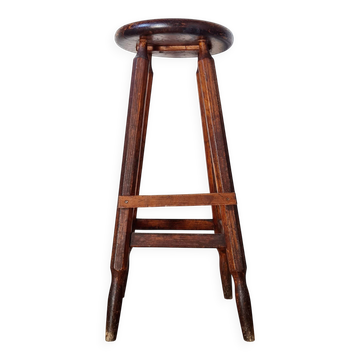 Tabouret haut d'atelier patiné