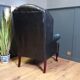 Blue chesterfield barrel back armchair