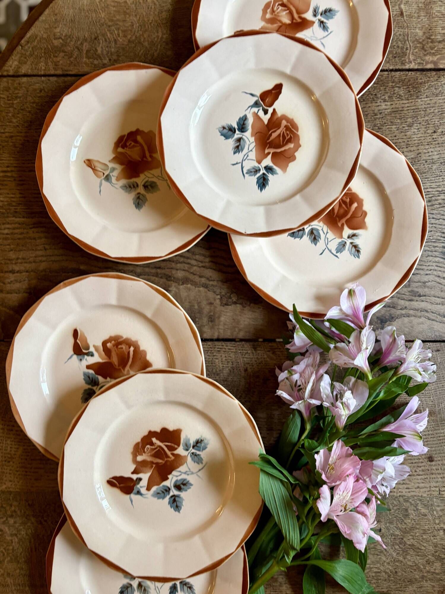 Set of 7 vintage flat plates from Digoin Sarreguemines.
