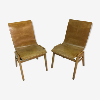 Paire de chaises vintage en contreplaqué par Roland Rainer