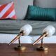 Pair of vintage Lunel house wood and brass wall lights
