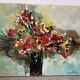 Bouquet de fleurs au couteau, signé
