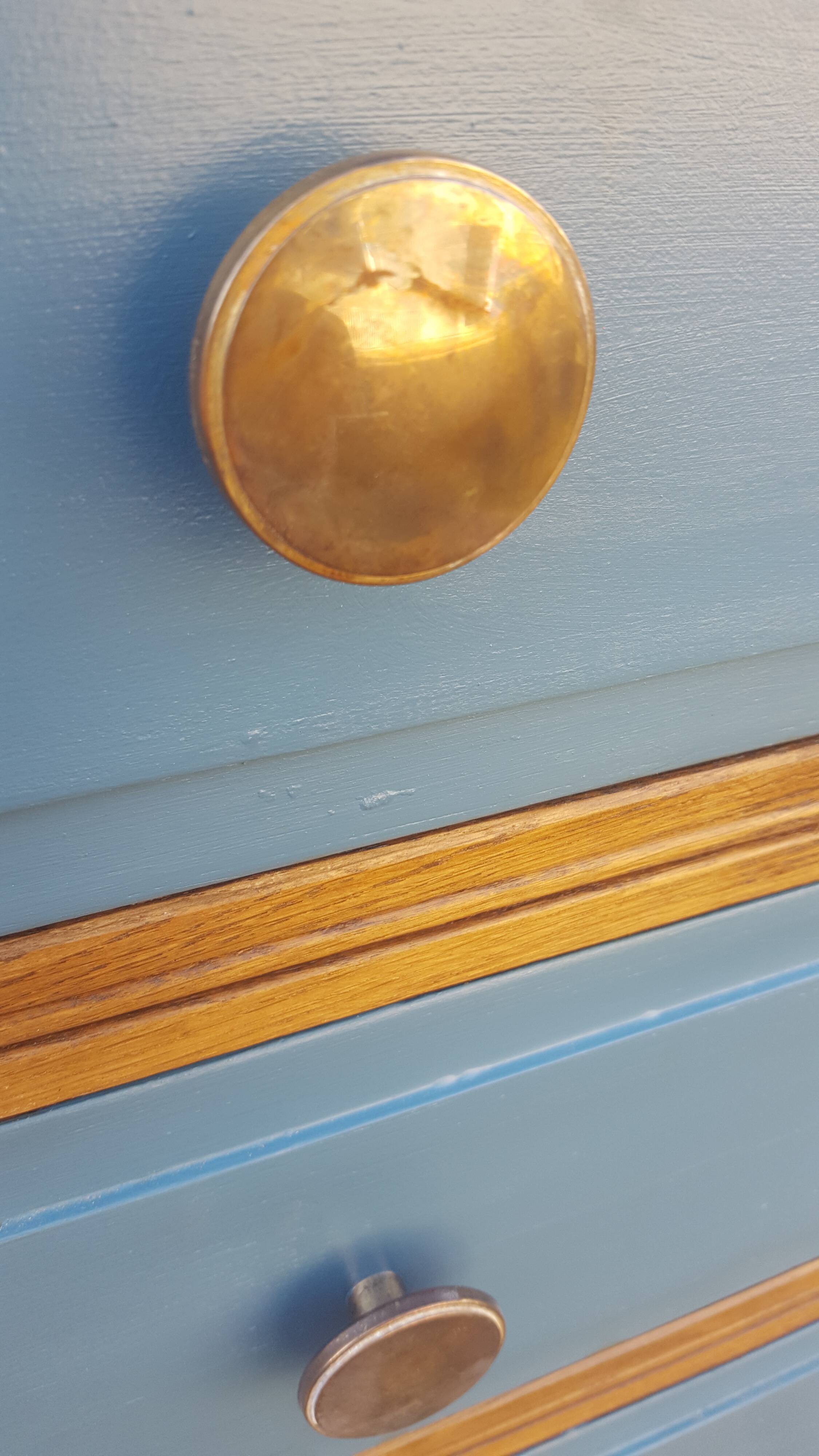 Vintage blue and wood dresser