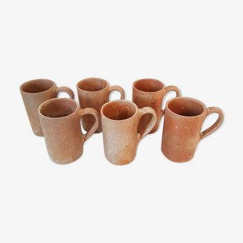 Set of 6 large sandstone mugs