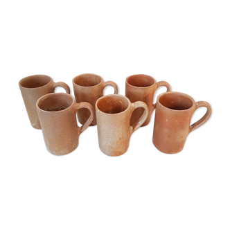 Set of 6 large sandstone mugs