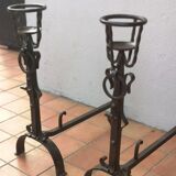 Paire de chenets en fer forgé