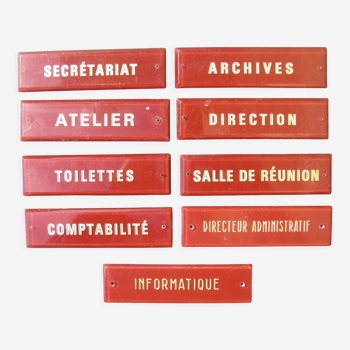 Set of 9 vintage technical signs