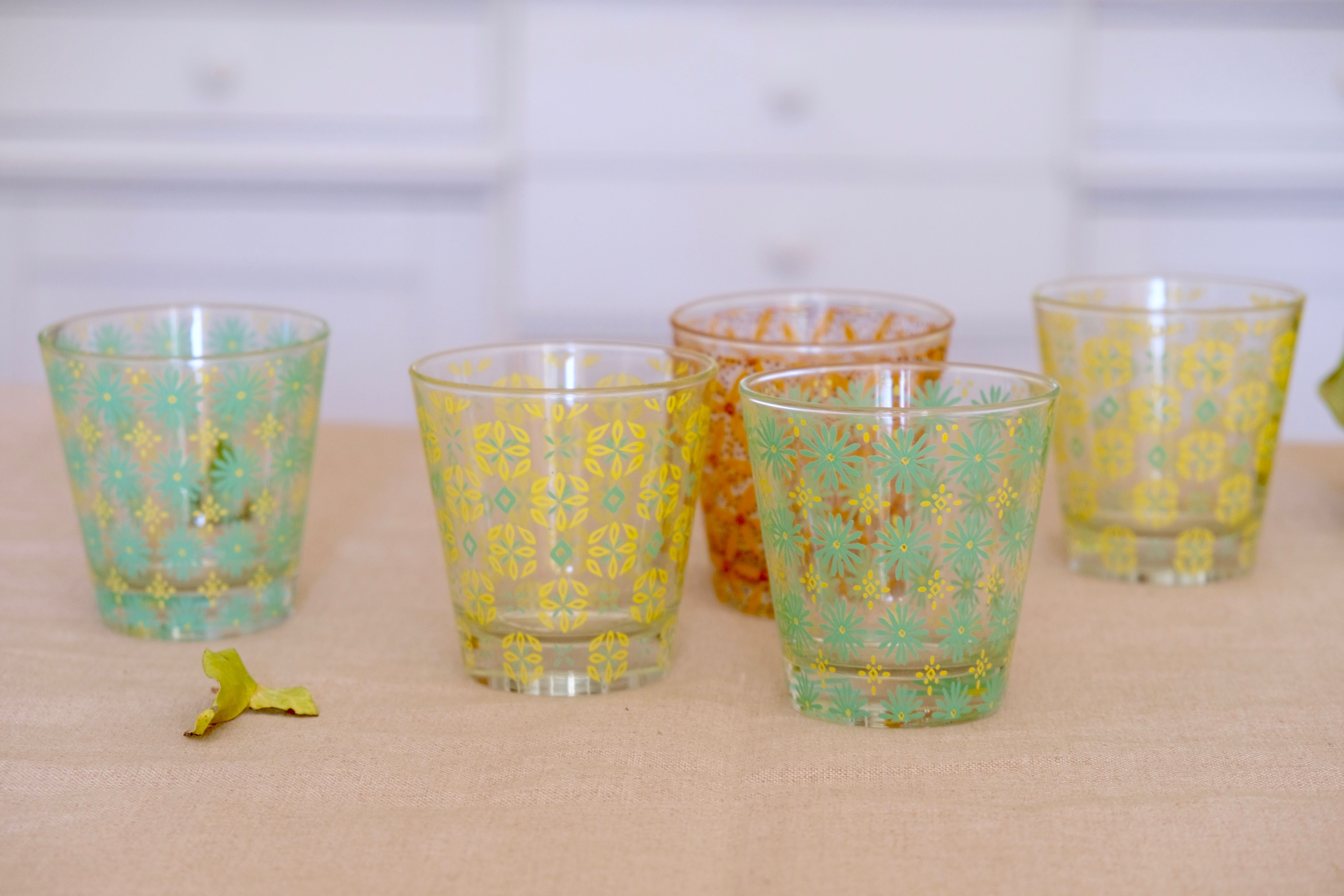 Vintage flower glasses Cerve Italy