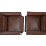Pair of armchairs Skaï vintage brown An 60