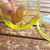 Carafe and sugar bowl in ouraline, Legras/Baccarat