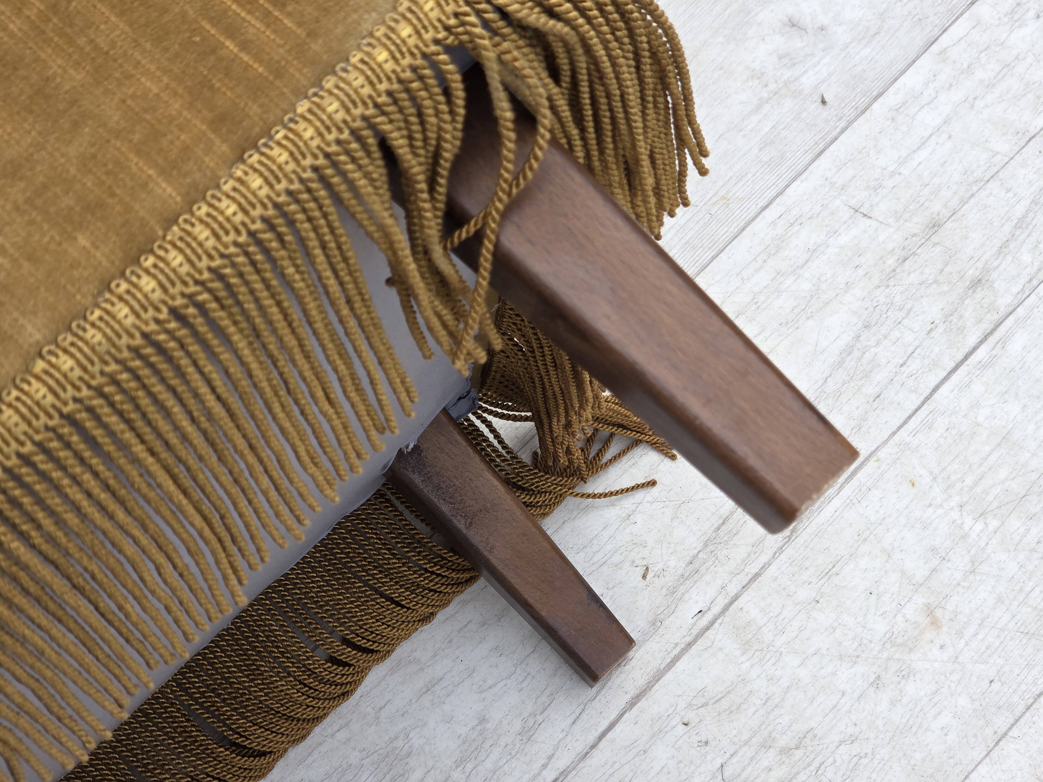 1970s, Danish highback armchair, honey yellow furniture velour.