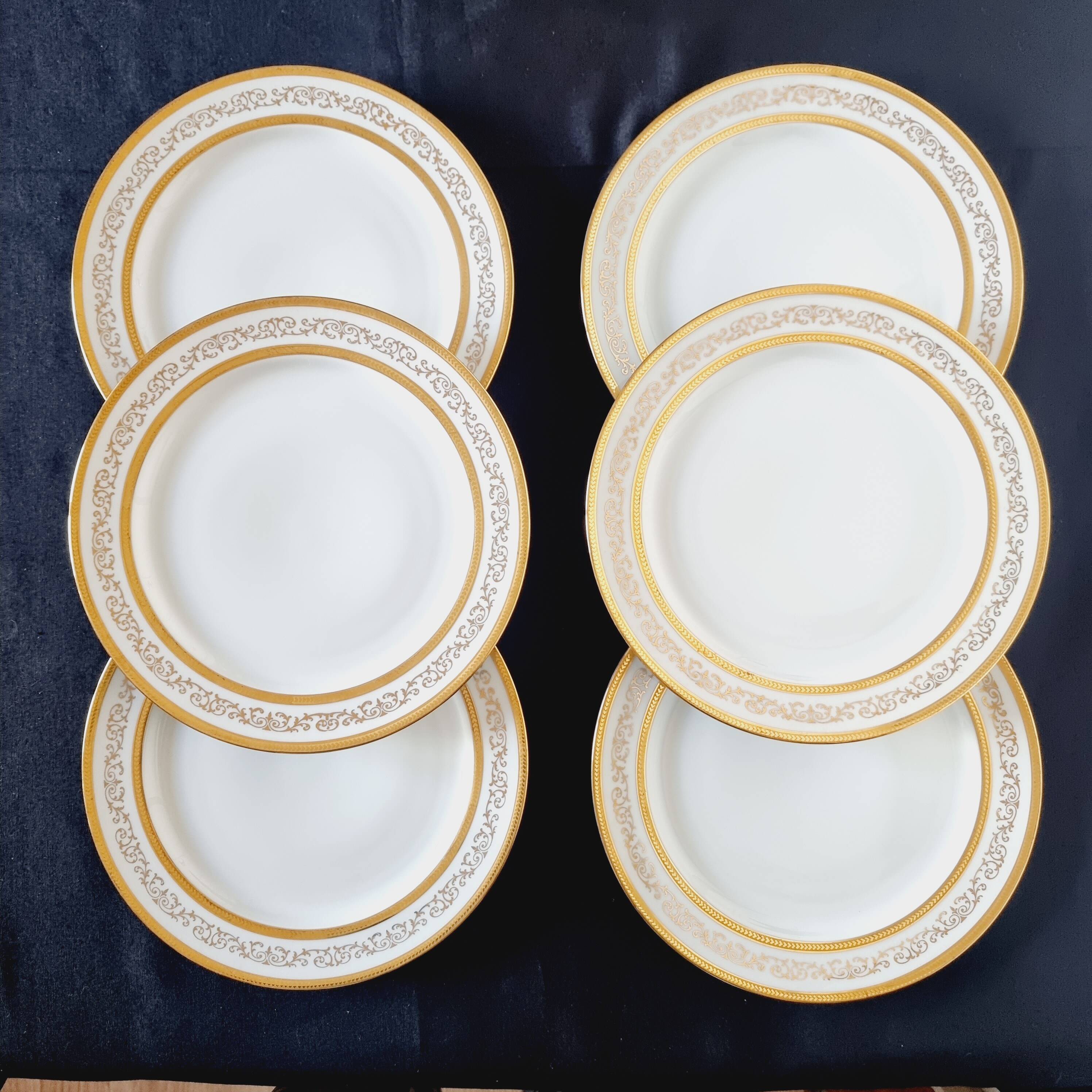 Ensemble de 6 assiettes à dessert ou à hors-d'œuvre en porcelaine fine de L