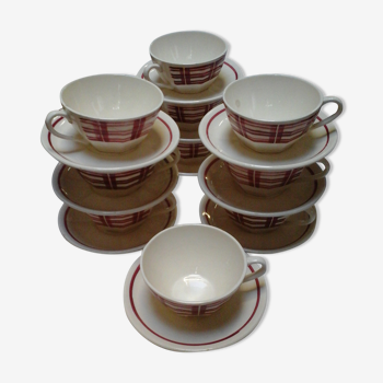 Lot de 10 tasses et soucoupes badonviller