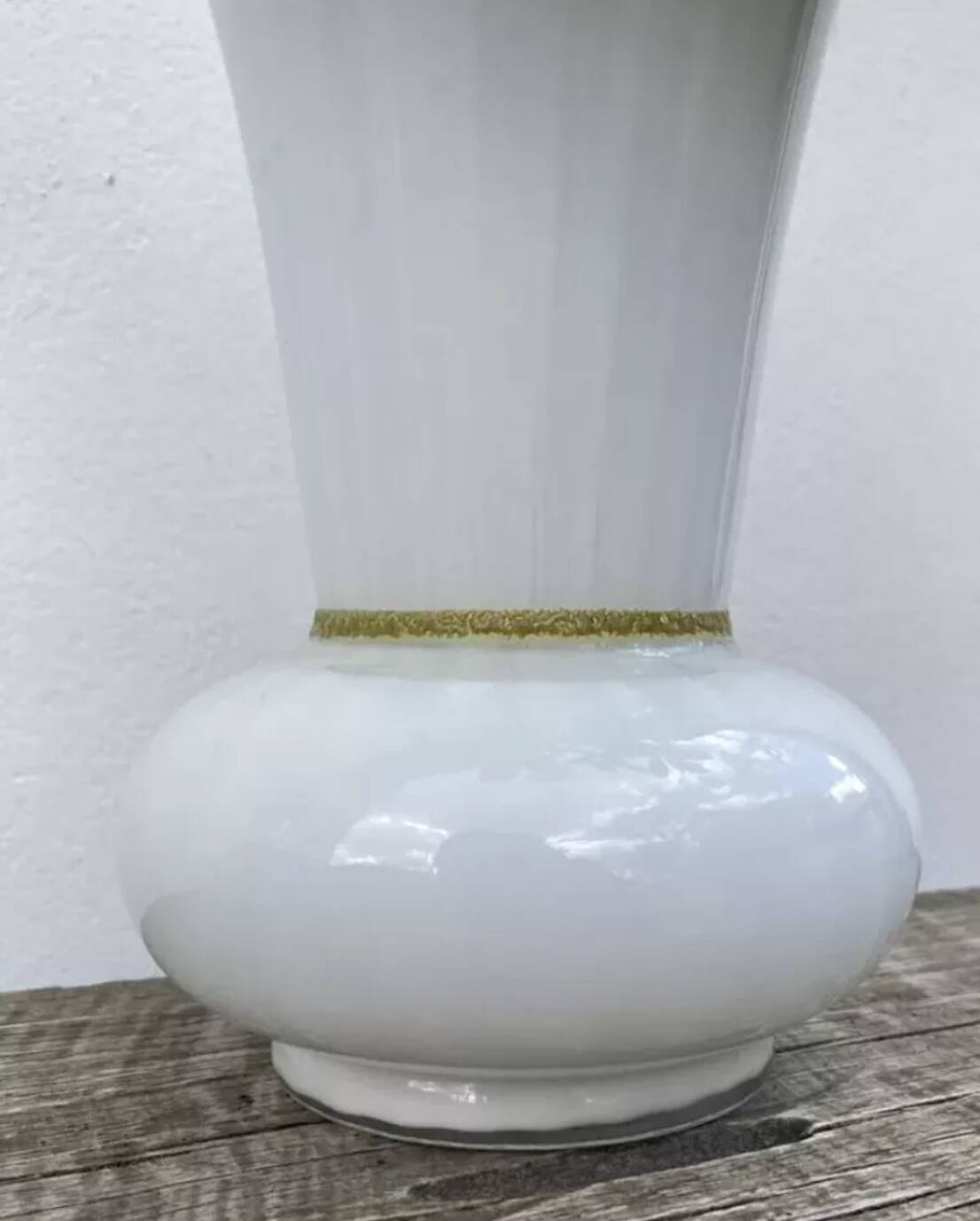 White opaline glass vase