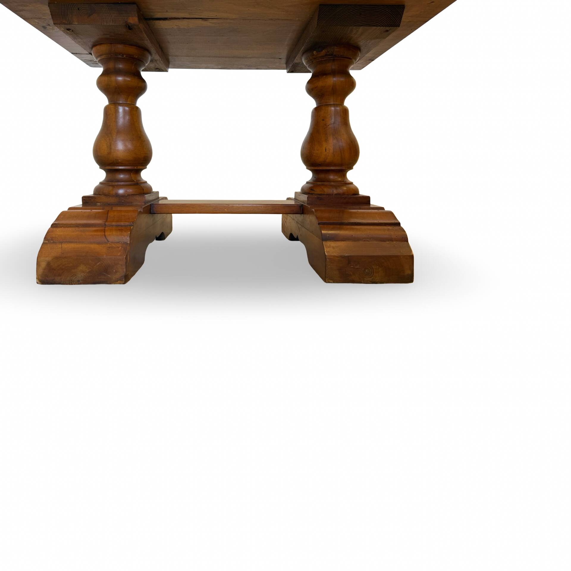 A small, rustic walnut wooden table, crafted from solid walnut wood, 1