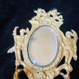 Pair of Louis 16 Napoleon style bronze mirror candlesticks