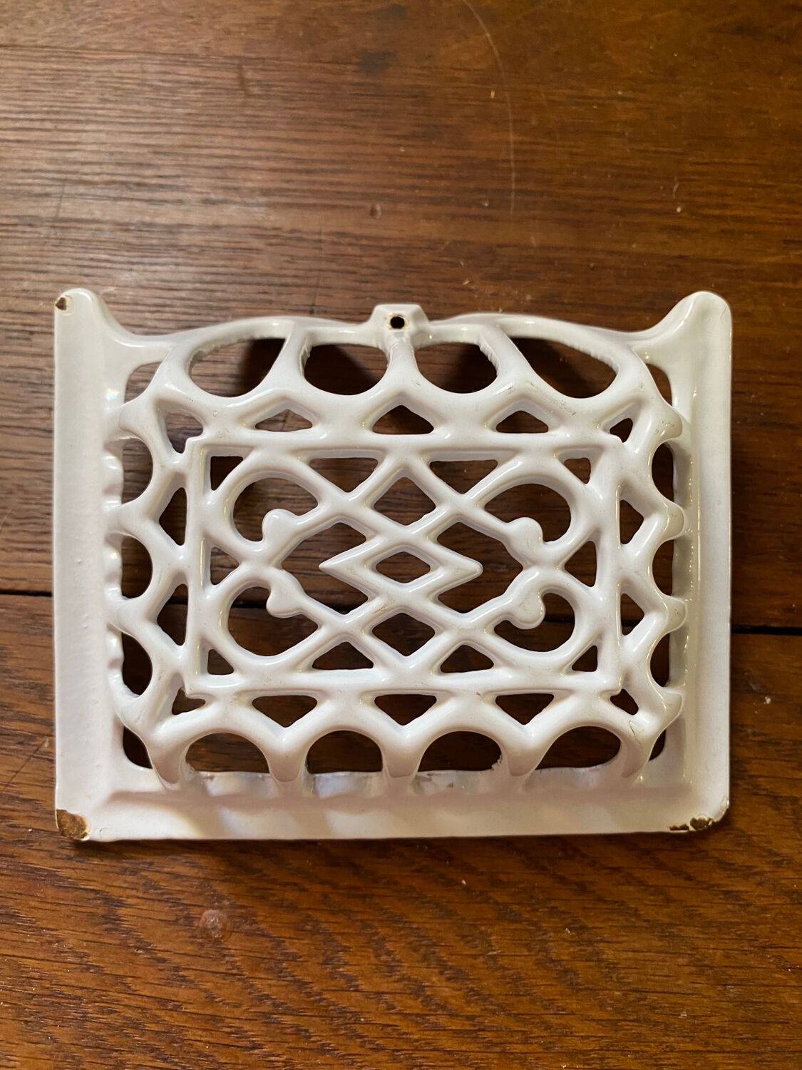 White cast iron soap holder