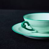 Set of 7 vintage green coffee cups with 12 saucers