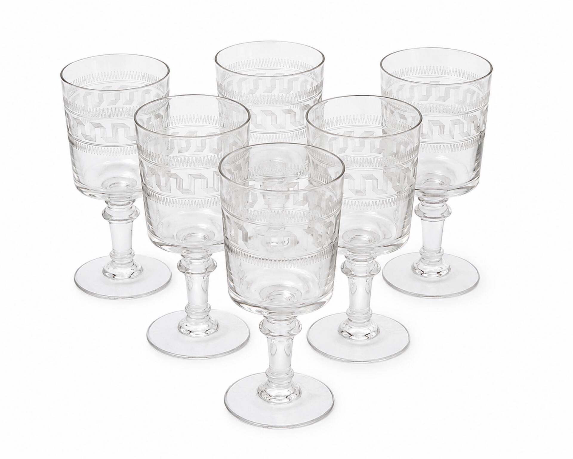6 verres modèle frise à la grecque - 1890/1910