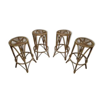 4 vintage rattan stools