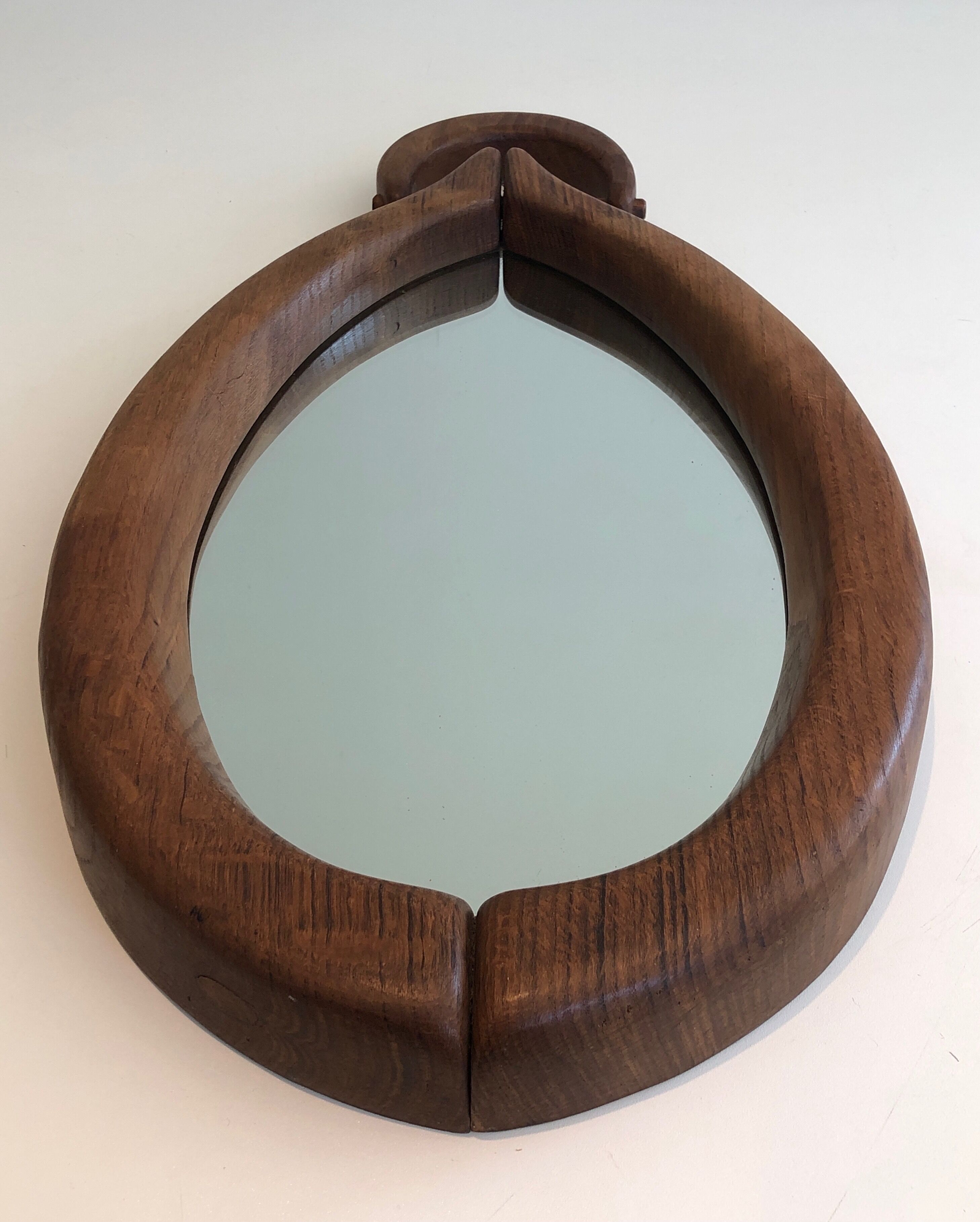 Brutalist mirror in oval shape 1950 - 30,5x59,5cm