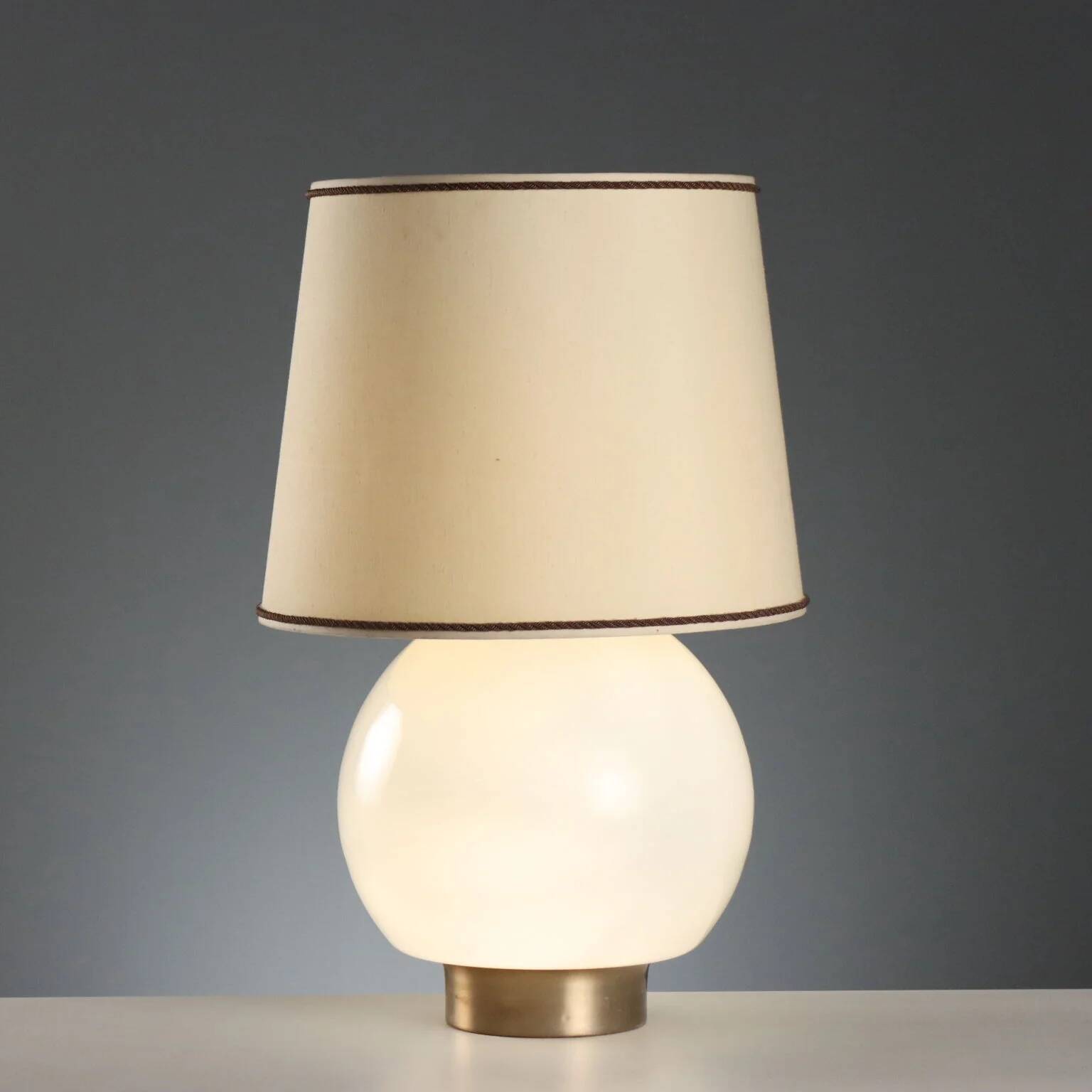 White glass table lamp from the 1970s-80s.