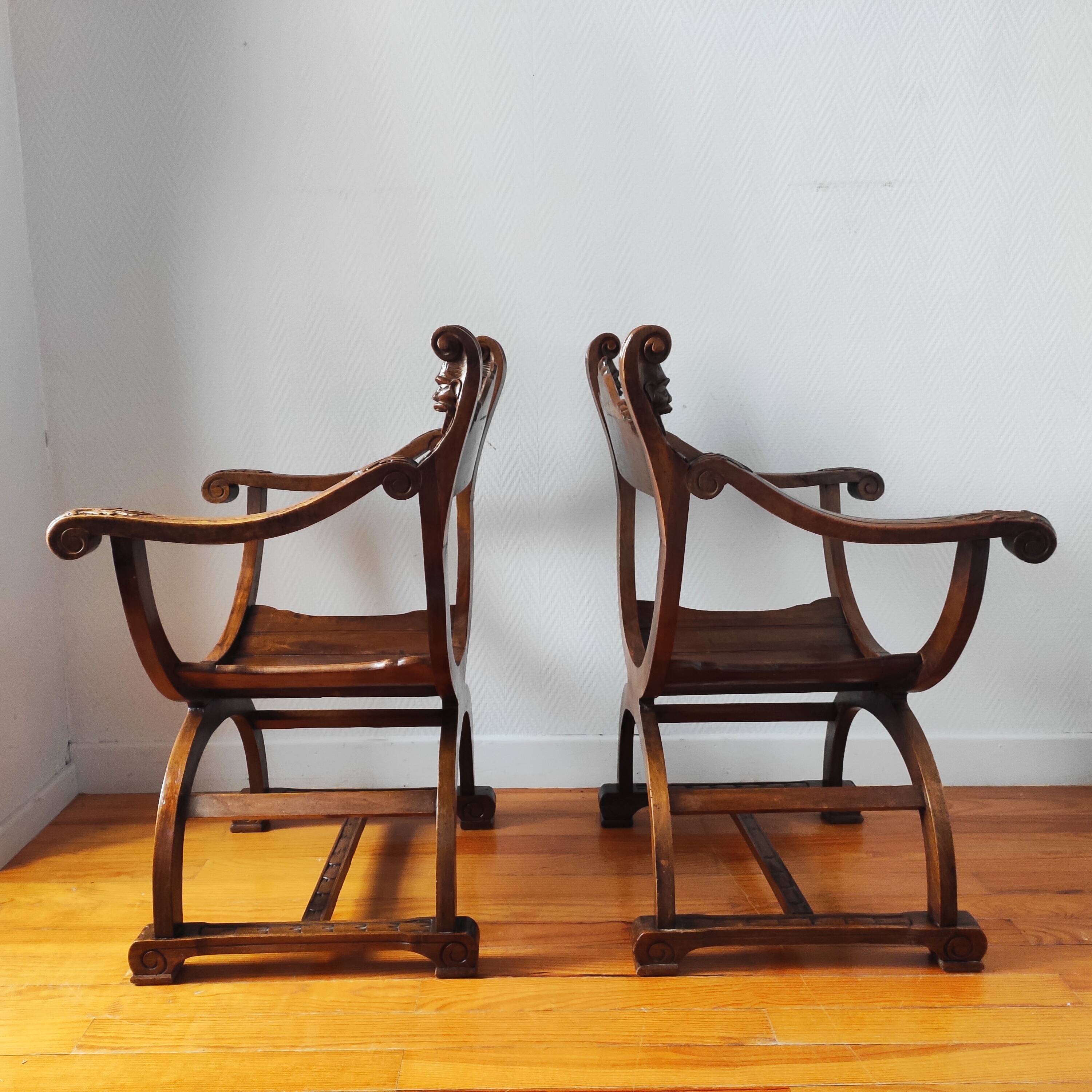 Pair of Dagobert walnut armchairs from the late 19th century