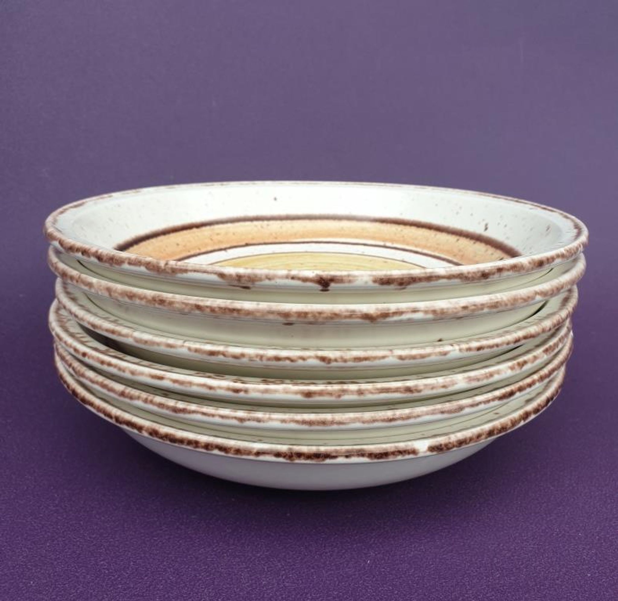 Set 11 plates Gien France model Etna spirals bohemian retro 1970