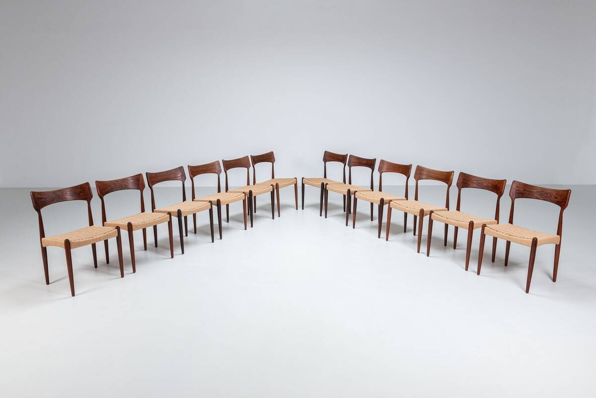 Bernhard Pedersen large set of dining chairs Christian Linnebergs Denmark 1960