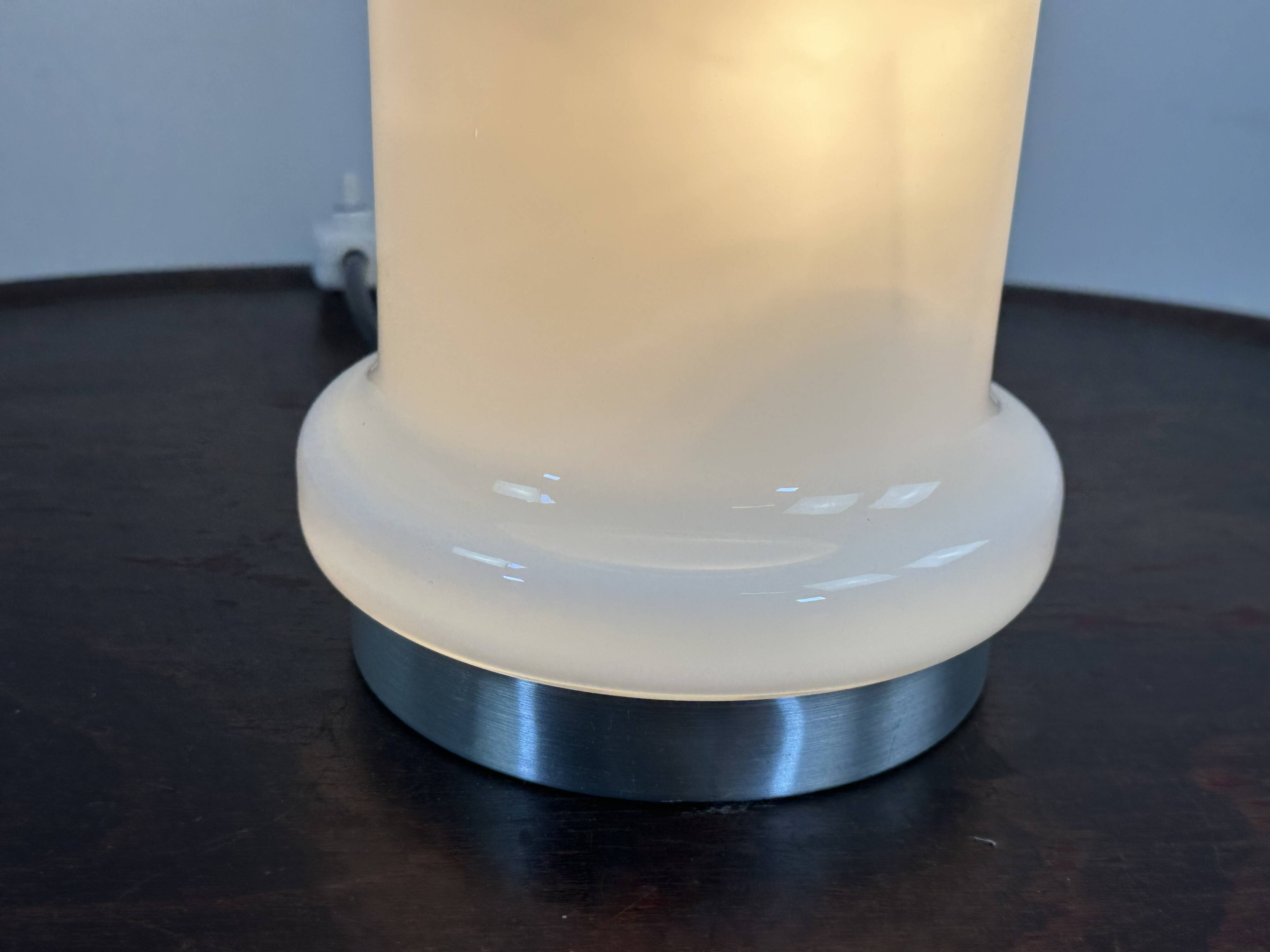 Vintage Murano glass lamp in opaline white, Doria, Italy, 1970.