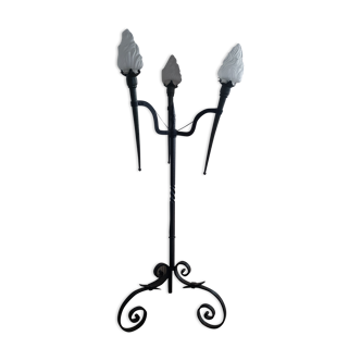 Old wrought iron tripod lamppost